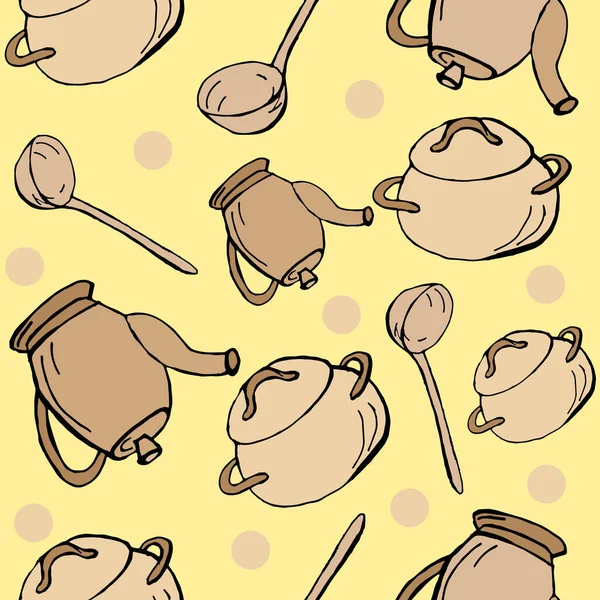 Mutfak eşyaları ve yemek pişirme aletleri kusursuz. sarı arkaplan