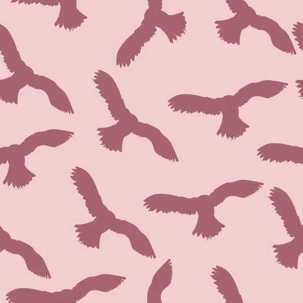 Uçan baykuş sonsuz desen. Pembe arka planda siluet