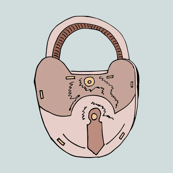 Verrouillage Doodle Concept de sécurité avec cadenas. sur fond bleu — Image vectorielle