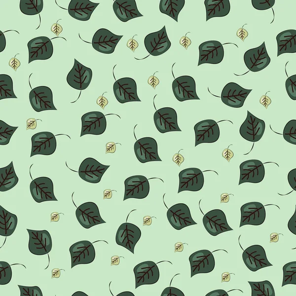 Été motif sans fin de feuilles vertes sur un fond vert clair — Image vectorielle