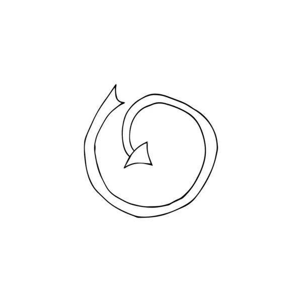 Dairesel ok. El boyalı kavisli ok. Beyaz arka planda dönen ok.