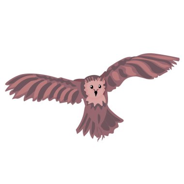 Kanatları açık uçan baykuş beyaz bir arkaplanda izole edilmiş.