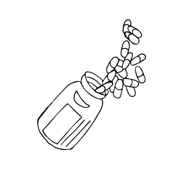 Eskiz bankasında haplar. Beyaz arka planda Doodle.