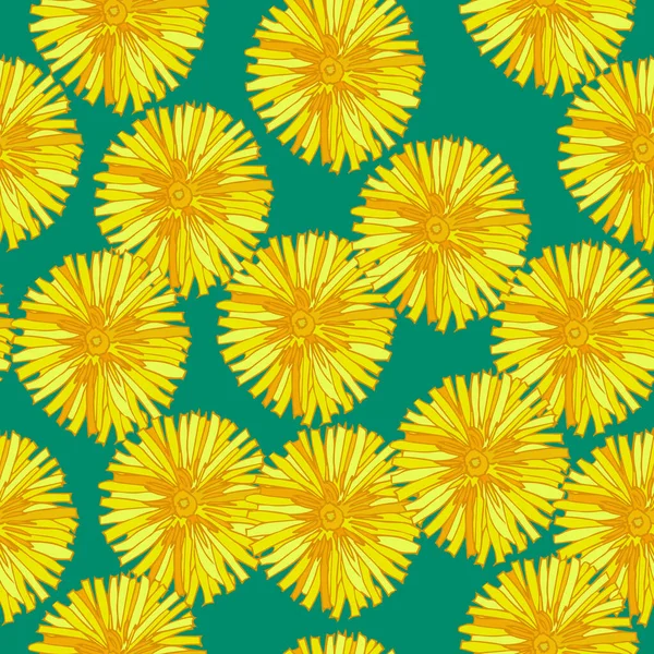 Naadloos patroon met gele paardebloemen. Eindeloze textuur voor uw ontwerp — Stockvector