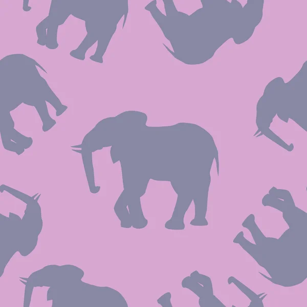 Patrón de elefantes sobre un fondo rosa púrpura — Archivo Imágenes Vectoriales