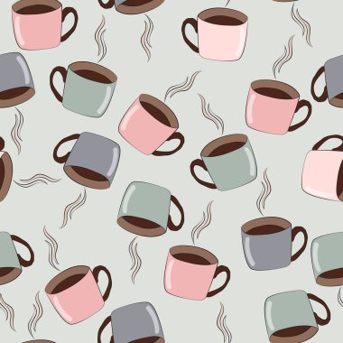  Mavi bir arkaplanda sonsuz renkli fincan deseni