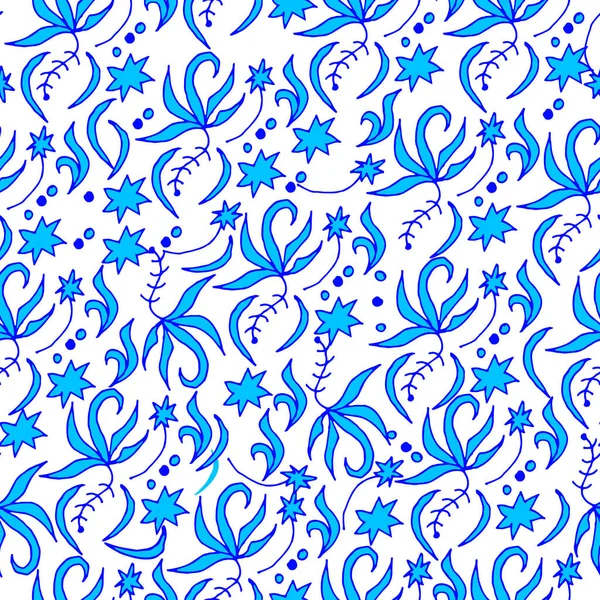 Beyaz arka planda mavi renkte deniz deseni