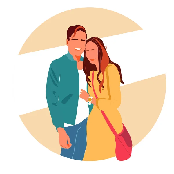 Couple in love. Meeting, farewell, happy family. Vector illustration for Valentines day greeting card, banner, poster, web page. — Stock Vector