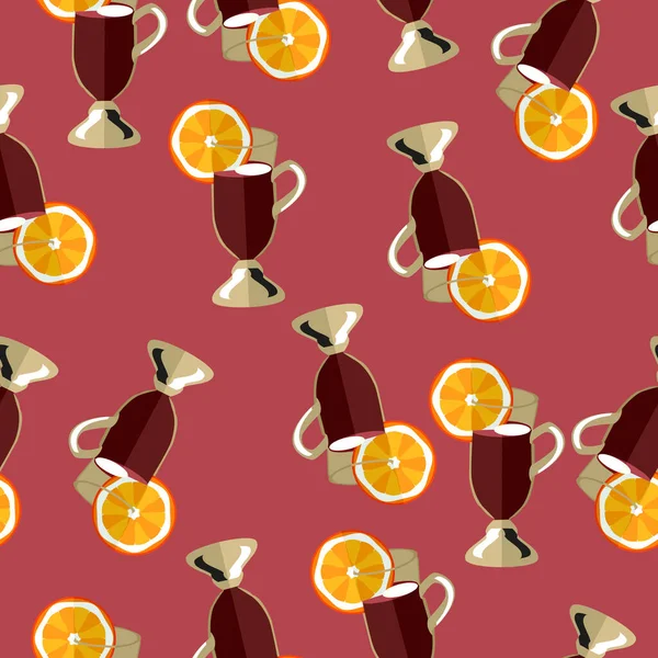 Tarçınlı ve turuncu dikişsiz cam şeritli sıcak şarap..