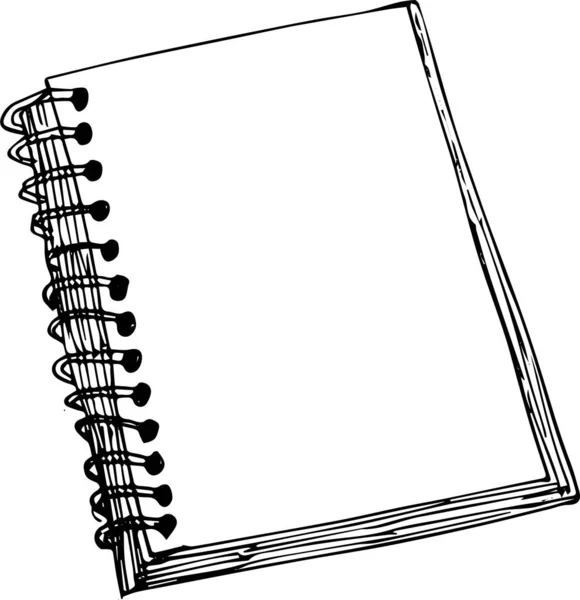 Szkic notatnika. Ilustracja wektora z ręcznie rysowanym arkuszem notesu. Puste strony notatnik — Wektor stockowy