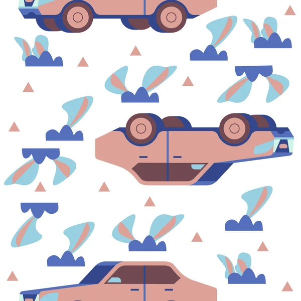  Beyaz zemin üzerinde düz stil makineleri olan sonsuz desen