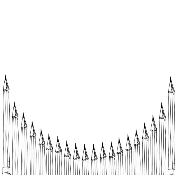 Siyah Kalem basit kırtasiyesinin taslağı. okul malzemeleri