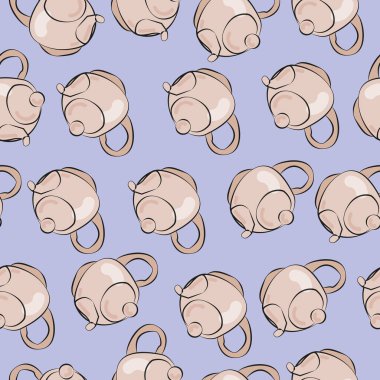 Mavi arkaplanda sıcak çaydanlıkların deseni