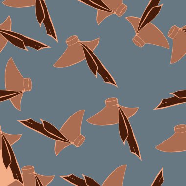 Kusursuz bir geçmiş ve alışveriş eskizleri. Gri arka planda desen kadın şapkası