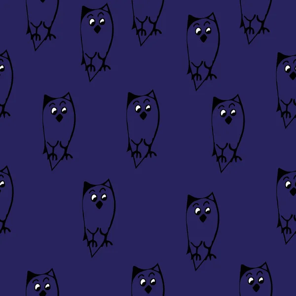Hibou aux yeux rougeoyants sur fond bleu — Image vectorielle