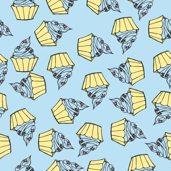 Tatlı yemek kusursuz desen. Şekerleme vektör çizimi - doğum günü pastası, pastane.