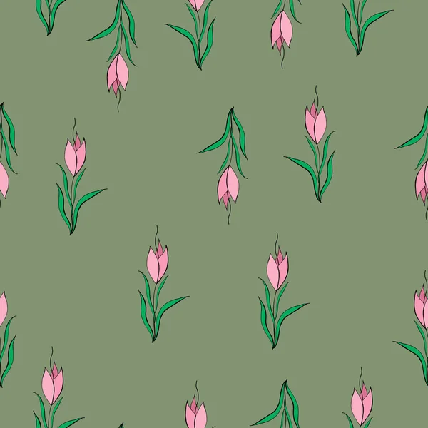 Yeşil arka planda bitmeyen çiçek ve yapraklar. Yumuşak, bahar çiçekli arka plan.