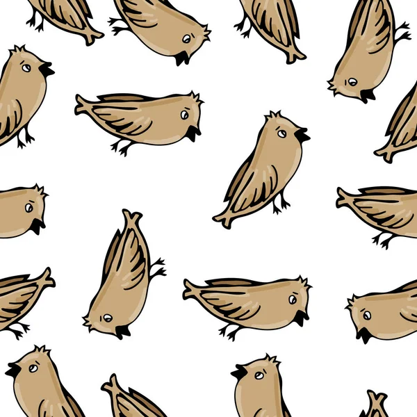 Serçelerle çocuk desenleri. Çocuk kumaşları, giysileri süslemek için karalama kuşları