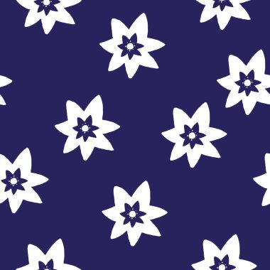 Mavi arka planda bitmeyen çiçek ve yapraklar. Yumuşak, bahar çiçekli arka plan.