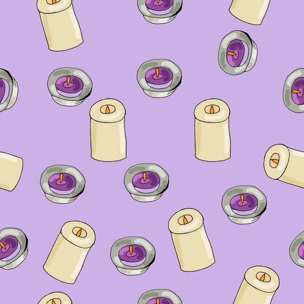 Sur un fond de lavande motif sans fin de bougies — Image vectorielle