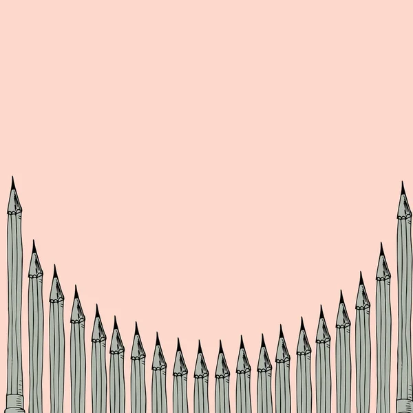 Basit bir kalem taslağı. Okul malzemeleri pembe ve gri.