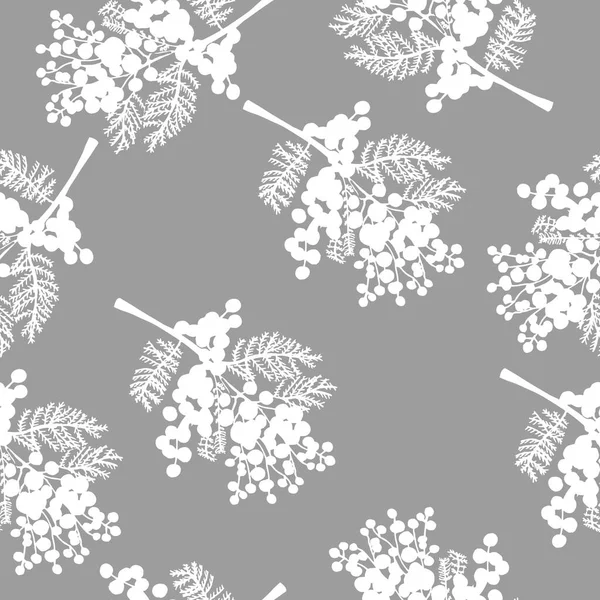 Kusursuz desenli bahar narin çiçekleri - gri arka planda mimoza