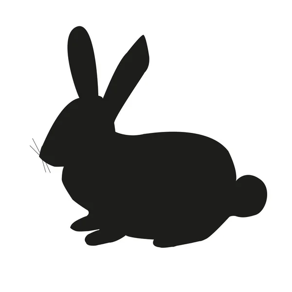 Silhouette noire d'un lièvre, lapin isolé sur fond blanc. — Image vectorielle