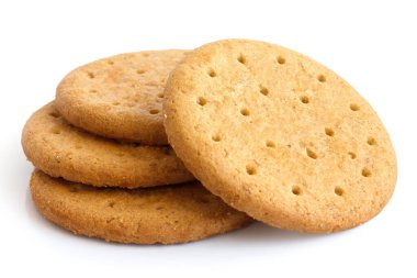 Stack of sweetmeal digestive biscuits isolated on white. clipart
