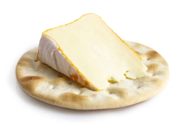 Un biscuit à l'eau au fromage, isolé sur blanc . — Photo