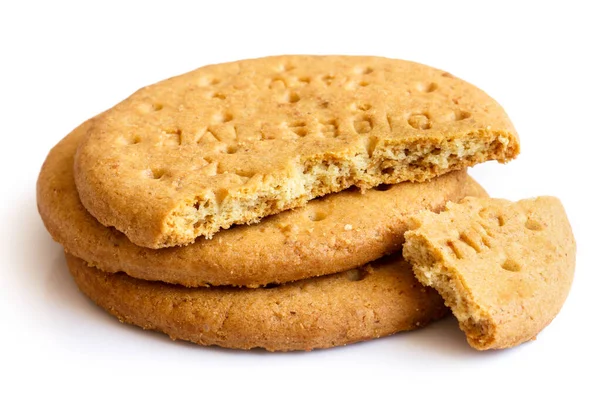 Stack of sweetmeal digestive biscuits isolated on white. — Stock Photo, Image