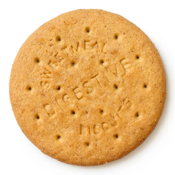 Round sweetmeal digestive biscuit isolated from above. — Stock Photo, Image