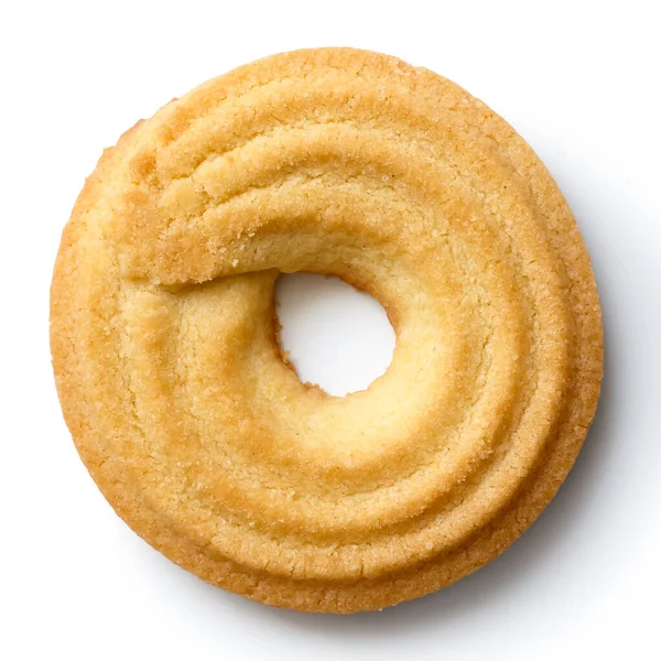 Одинарне печиво з кільцем маслом ізольоване на білому зверху . — стокове фото