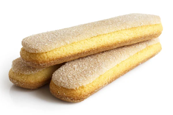 Galletas de esponja italianas Savoiardi aisladas en blanco . —  Fotos de Stock