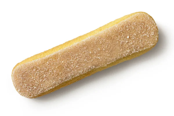 Biscoito de esponja savoiardi único isolado em branco. De cima . — Fotografia de Stock
