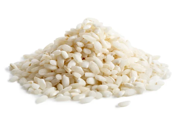 Pile of Arborio short grain white rice isolated on white. — Stock Photo, Image