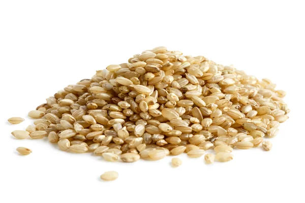Montón de arroz integral de grano corto aislado en blanco . — Foto de Stock