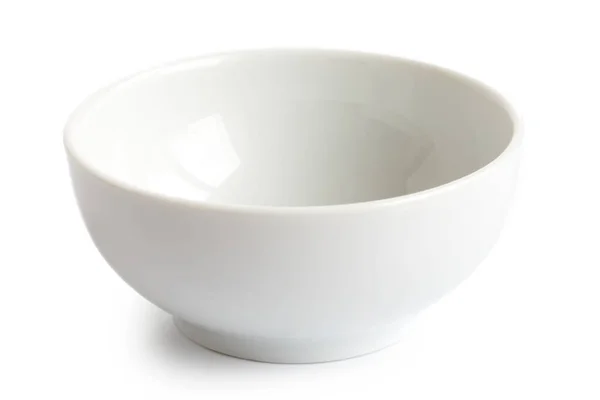 White empty ceramic bowl isolated on white. — Stock Photo, Image