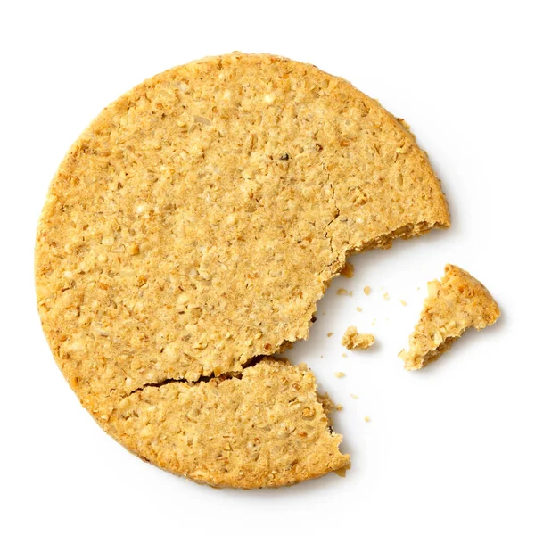 Broken Scottish oatcake isolated on white from above. — Stock Photo, Image