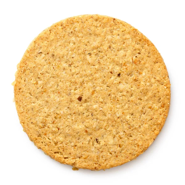Single Scottish oatcake isolated on white from above. — Stock Photo, Image
