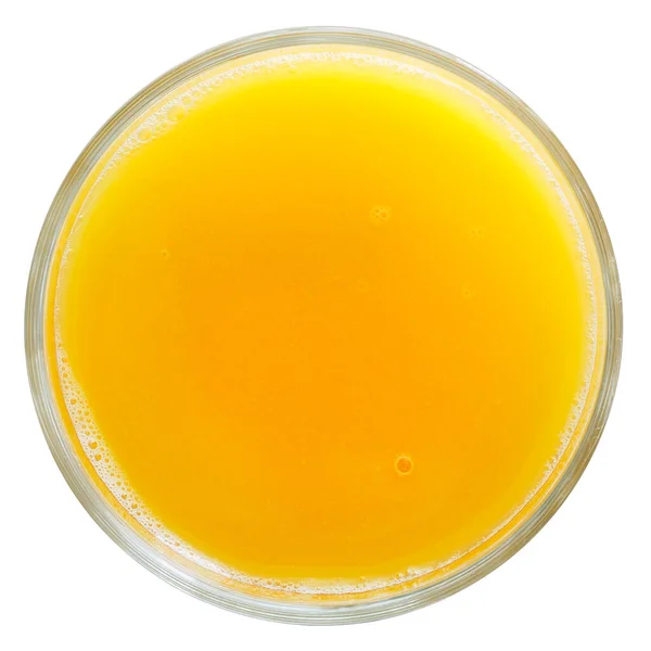 Glas sinaasappelsap geïsoleerd op wit van bovenaf. — Stockfoto