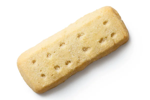 Traditional shortbread finger biscuit isolated on white from abo — Stock Photo, Image