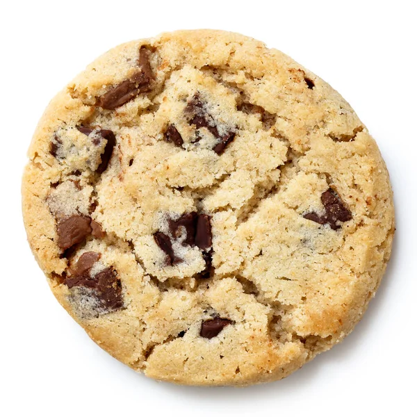 Light chocolate chip cookie isolated on white from above. — Stock Photo, Image