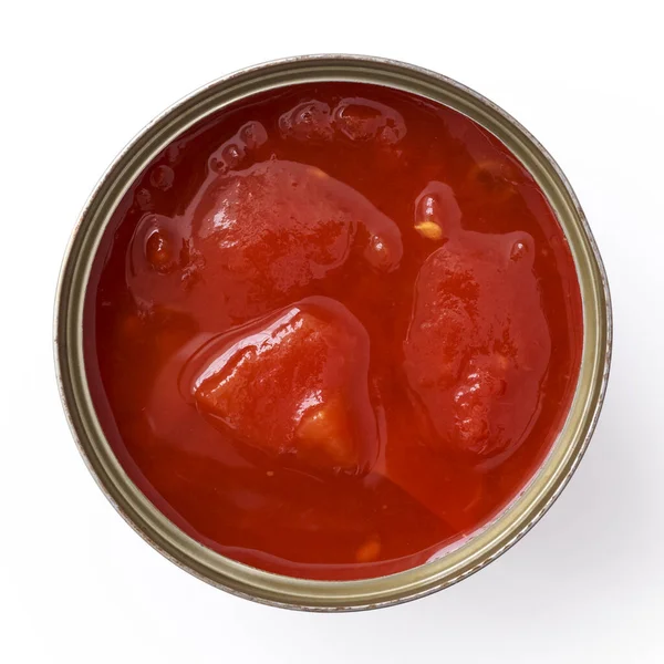 刻んだトマトのオープン錫. — ストック写真