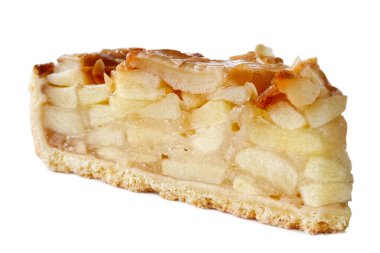 Bir dilim elmalı turta beyaza izole edilmiş..