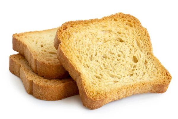 Drie gewone melba toastjes geïsoleerd op wit. — Stockfoto