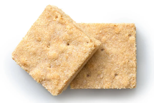 Due biscotti quadrati classici fatti in casa shortbread isolati su whit — Foto Stock