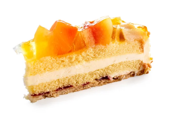 위에 얹어 놓은 스펀지 케이크 위에 과일 과 젤리를 분리 한 WHI — 스톡 사진