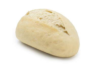 Biraz pişmiş beyaz Fransız ekmeği, beyaza izole edilmiş..