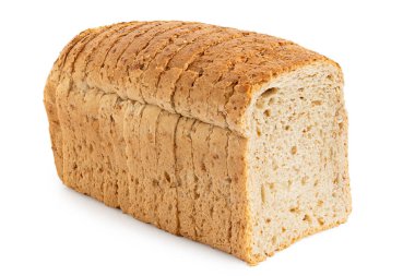 Buğday ekmeği dilimlenmiş tost ekmeği, beyaza izole edilmiş..