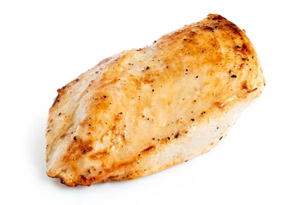 Whole pan roasted chicken breast isolated on white. — Stock Photo, Image